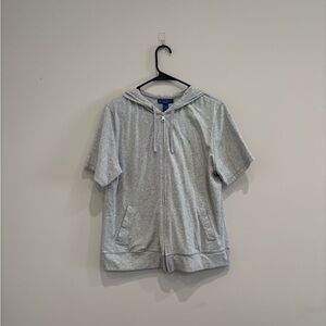 Karen Scott Gray Short-Sleeved Hoodie Sweatshirt